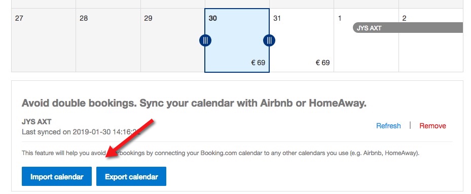 Ical en calendario de booking.com