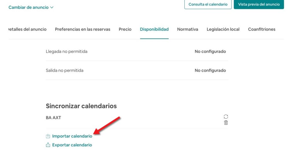 importar calendario airbnb