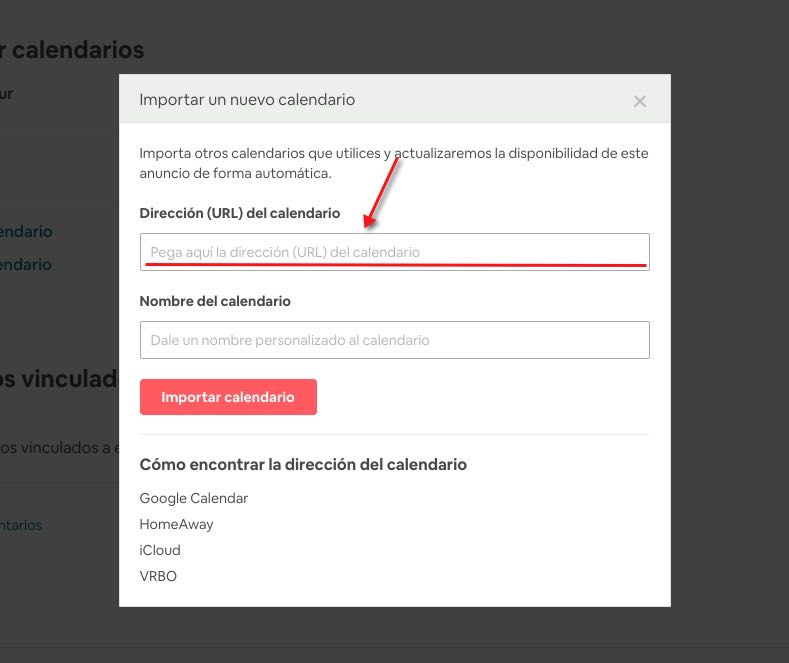 exportar reservas de Aloja360 a Airbnb Pegar la url ical en airbnb