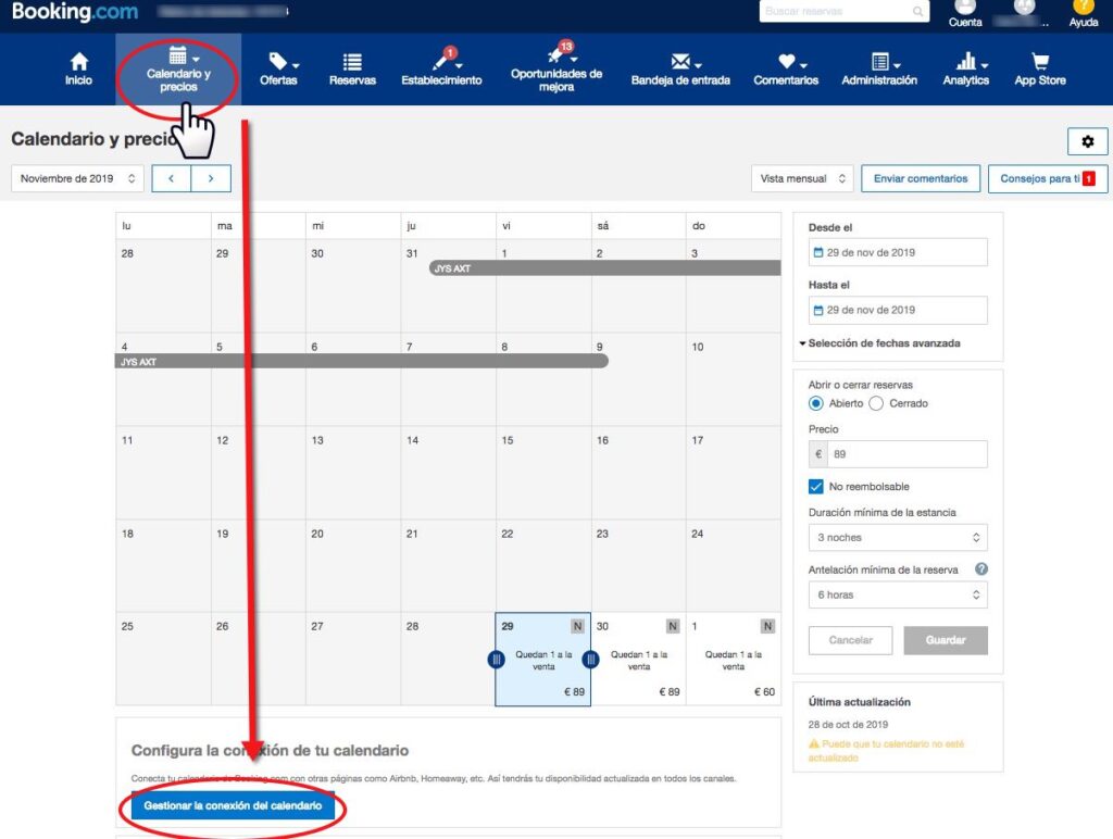 Cómo importar un calendario ical hacia Booking