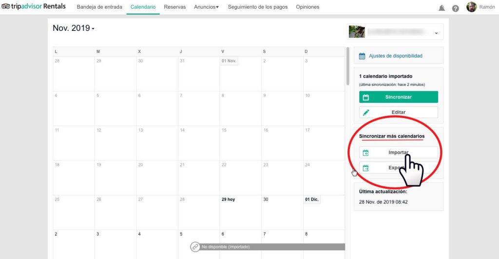 Cómo importar un calendario ical en Tripadvisor