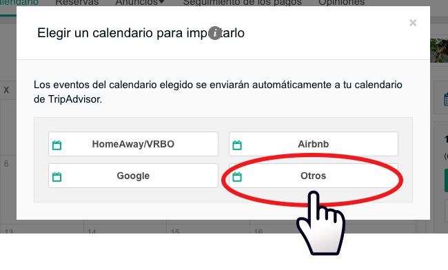 Calendarios ical que se pueden importar en Tripadvisor