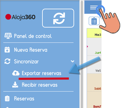 exportar reservas de Aloja360 a Airbnb Aloja360 ayuda ical exportacion1 menu 1