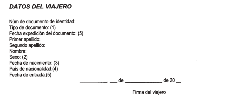 Modelo Registro de Viajeros