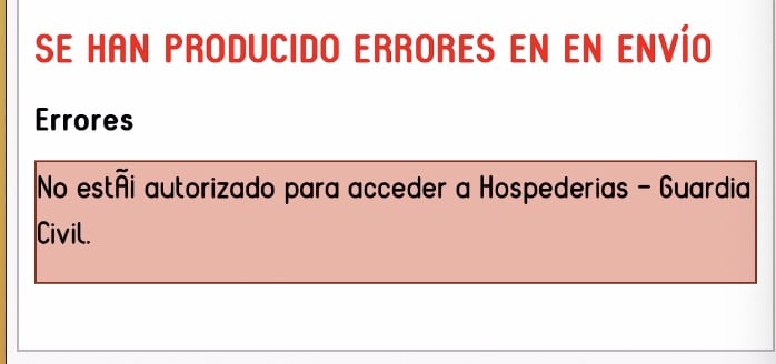 Errores en el envío del parte de viajeros